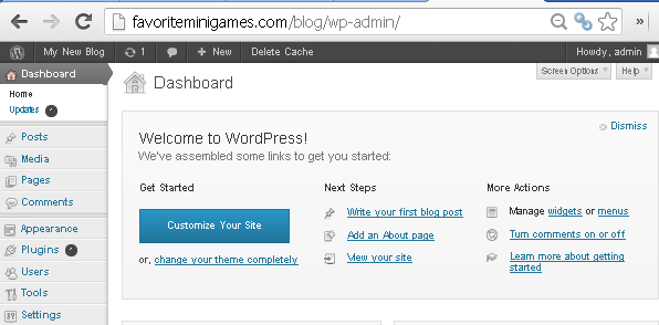 Wordpress admin area